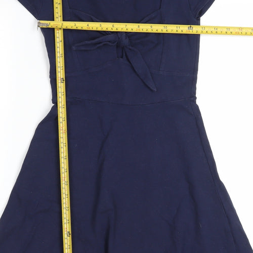 Forever 21 Women's Blue Fit & Flare Bow Knee Length Dress Size S