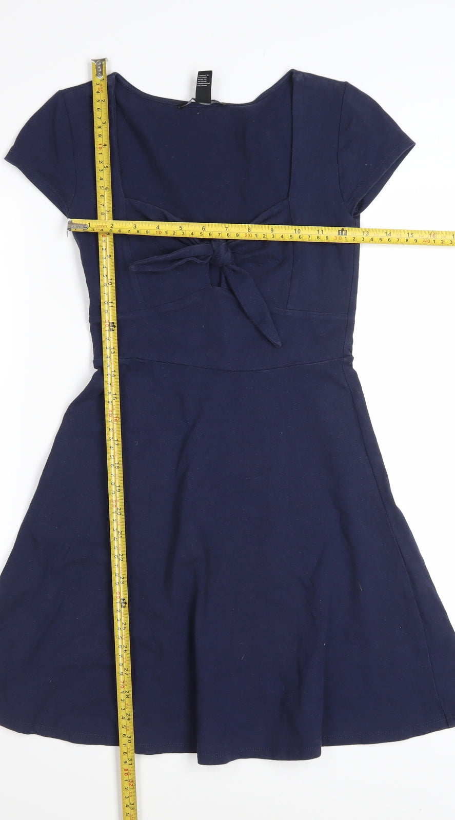 Forever 21 Women's Blue Fit & Flare Bow Knee Length Dress Size S