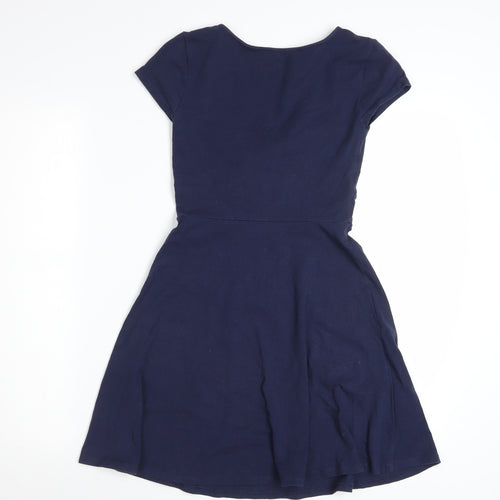 Forever 21 Women's Blue Fit & Flare Bow Knee Length Dress Size S