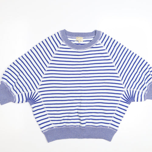 Bellerose Womens Blue Striped Cotton Short Sleeve Oversized Jumper S