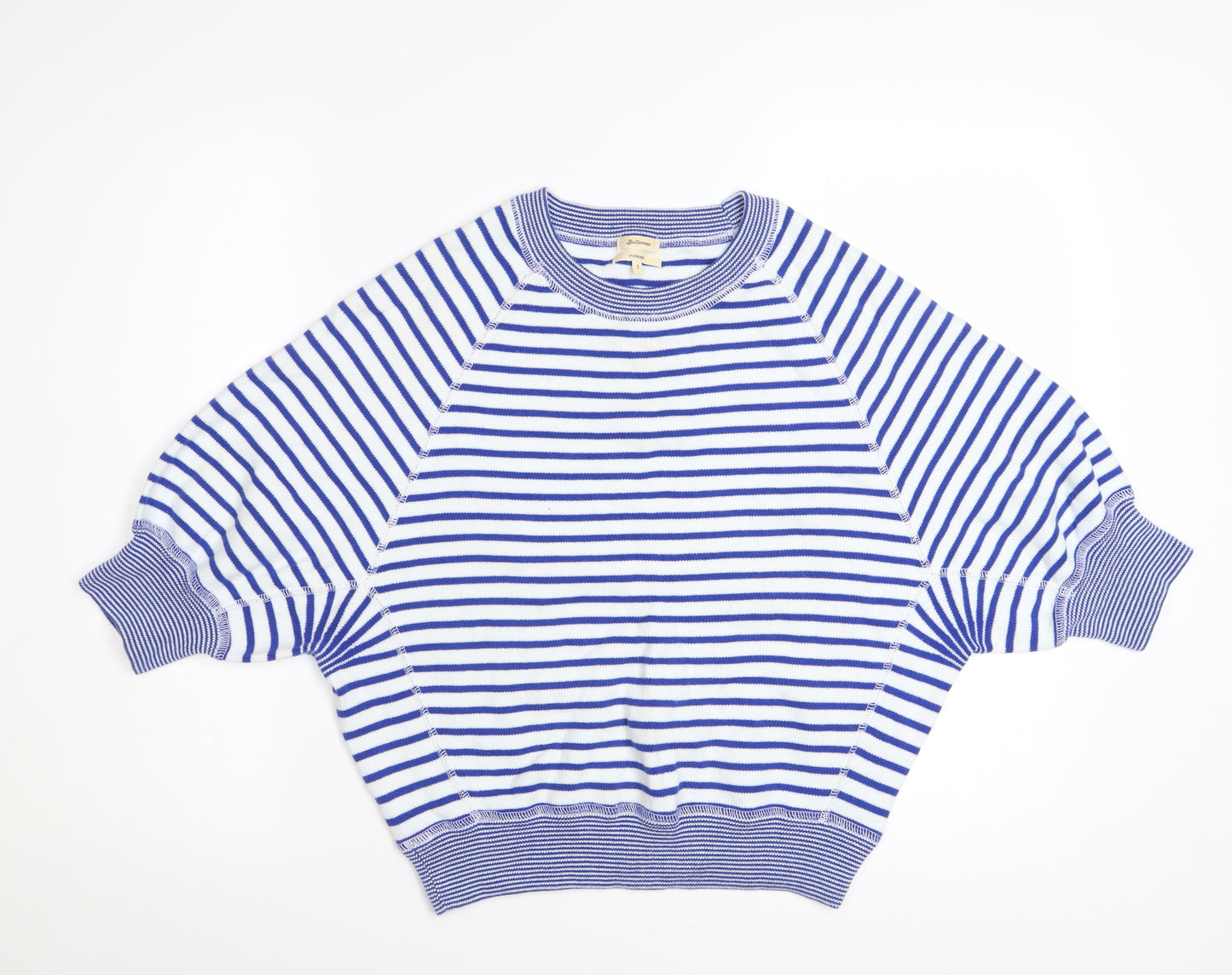 Bellerose Womens Blue Striped Cotton Short Sleeve Oversized Jumper S