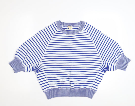 Bellerose Womens Blue Striped Cotton Short Sleeve Oversized Jumper S
