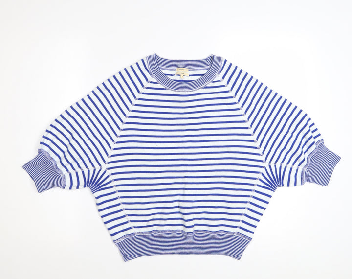 Bellerose Womens Blue Striped Cotton Short Sleeve Oversized Jumper S