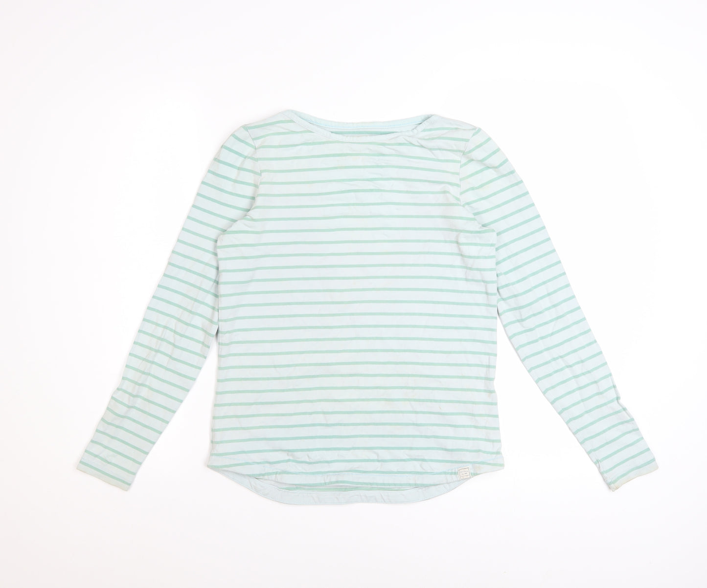 Fat Face Womens Blue Stripe Cotton Long Sleeve T-Shirt Size 8