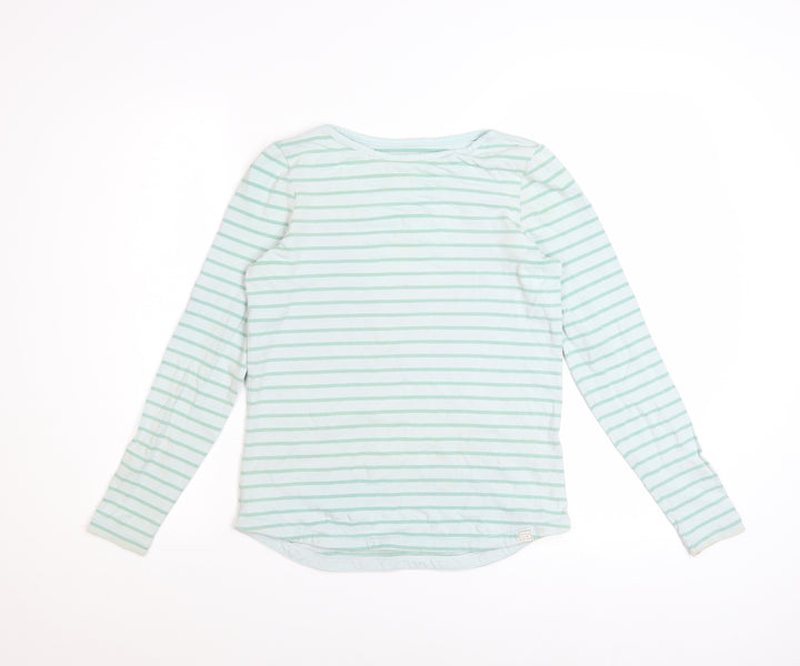 Fat Face Womens Blue Stripe Cotton Long Sleeve T-Shirt Size 8