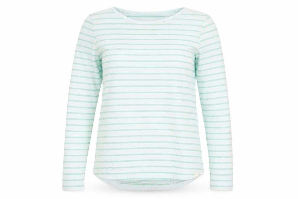 Fat Face Womens Blue Stripe Cotton Long Sleeve T-Shirt Size 8