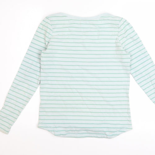 Fat Face Womens Blue Stripe Cotton Long Sleeve T-Shirt Size 8