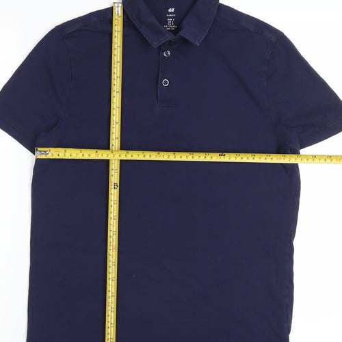 H&M Men's Blue Slim Fit Polo Shirt Size S Short Sleeve Casual