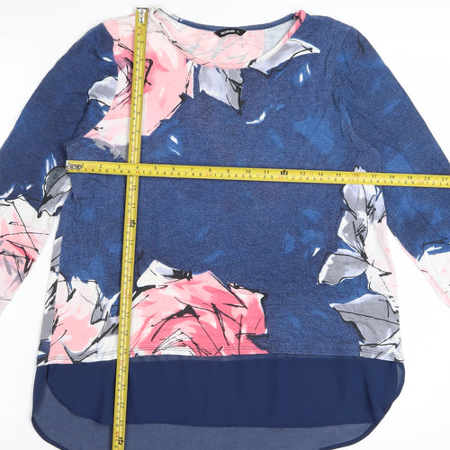 Roman Women’s Blue Floral Long Sleeve Tunic Top Size 12