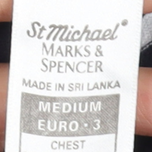 Marks and Spencer St Michael Men's Blue Striped Long Sleeve Polo M