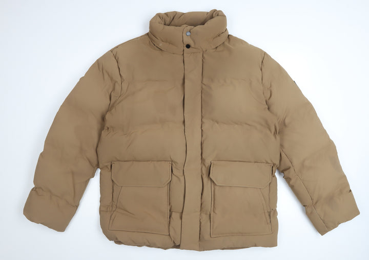 DKNY Men's Brown L Puffer Jacket Polyester Insulated Winter Coat