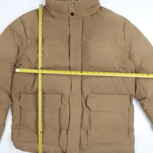 DKNY Men's Brown L Puffer Jacket Polyester Insulated Winter Coat