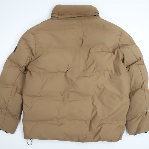 DKNY Men's Brown L Puffer Jacket Polyester Insulated Winter Coat