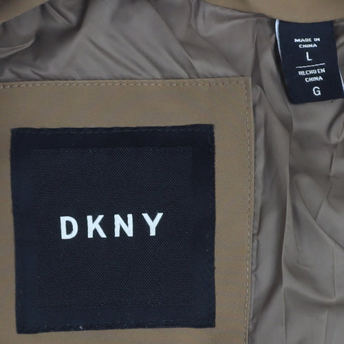 DKNY Men's Brown L Puffer Jacket Polyester Insulated Winter Coat