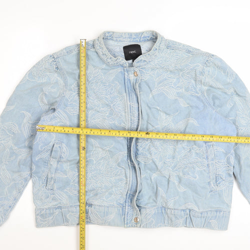 Next Women’s Blue Floral Embroidered Denim Bomber Jacket Size 20