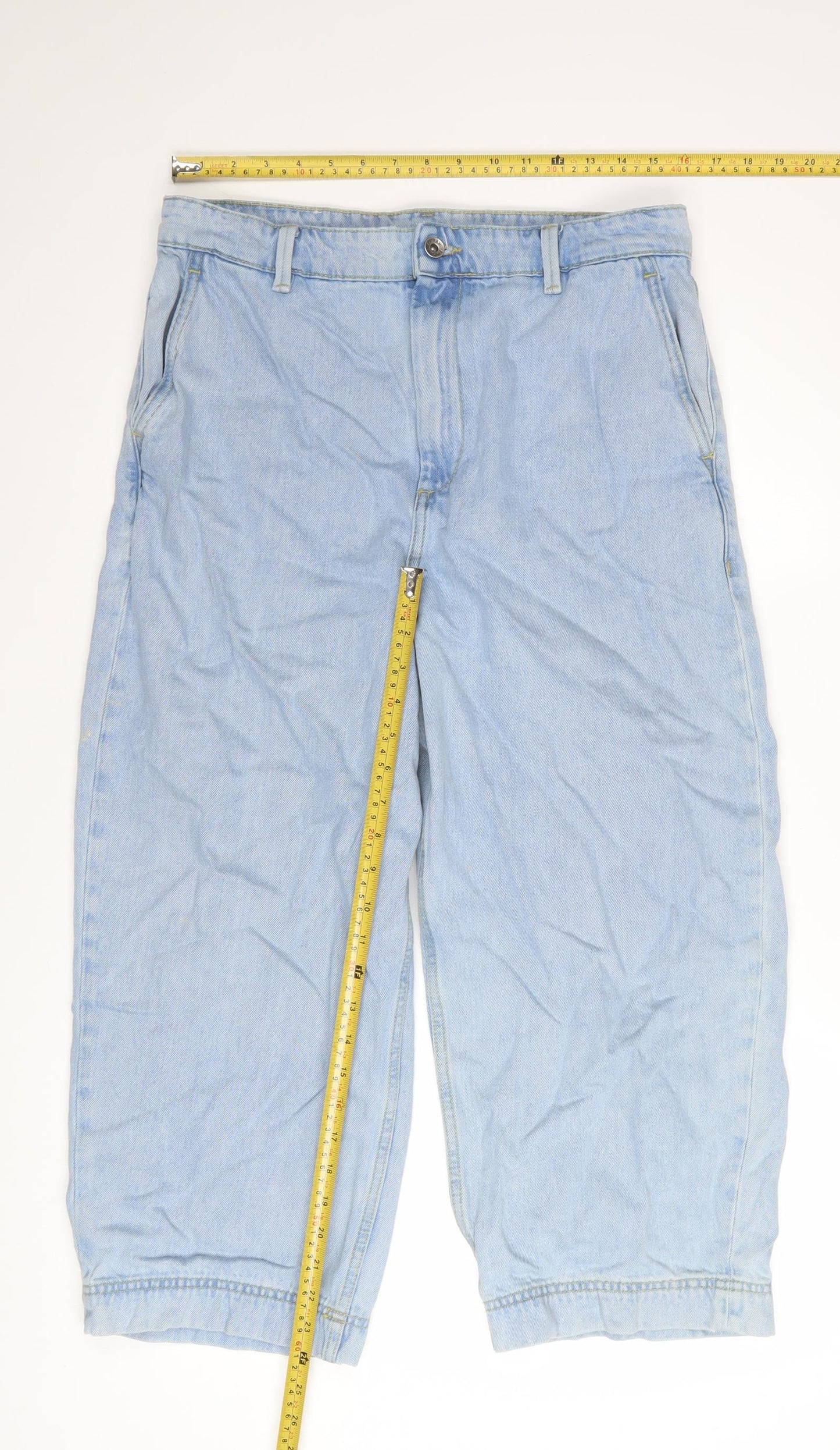 Jigsaw Womens Blue Cropped Relaxed Fit Denim Jeans Size 30