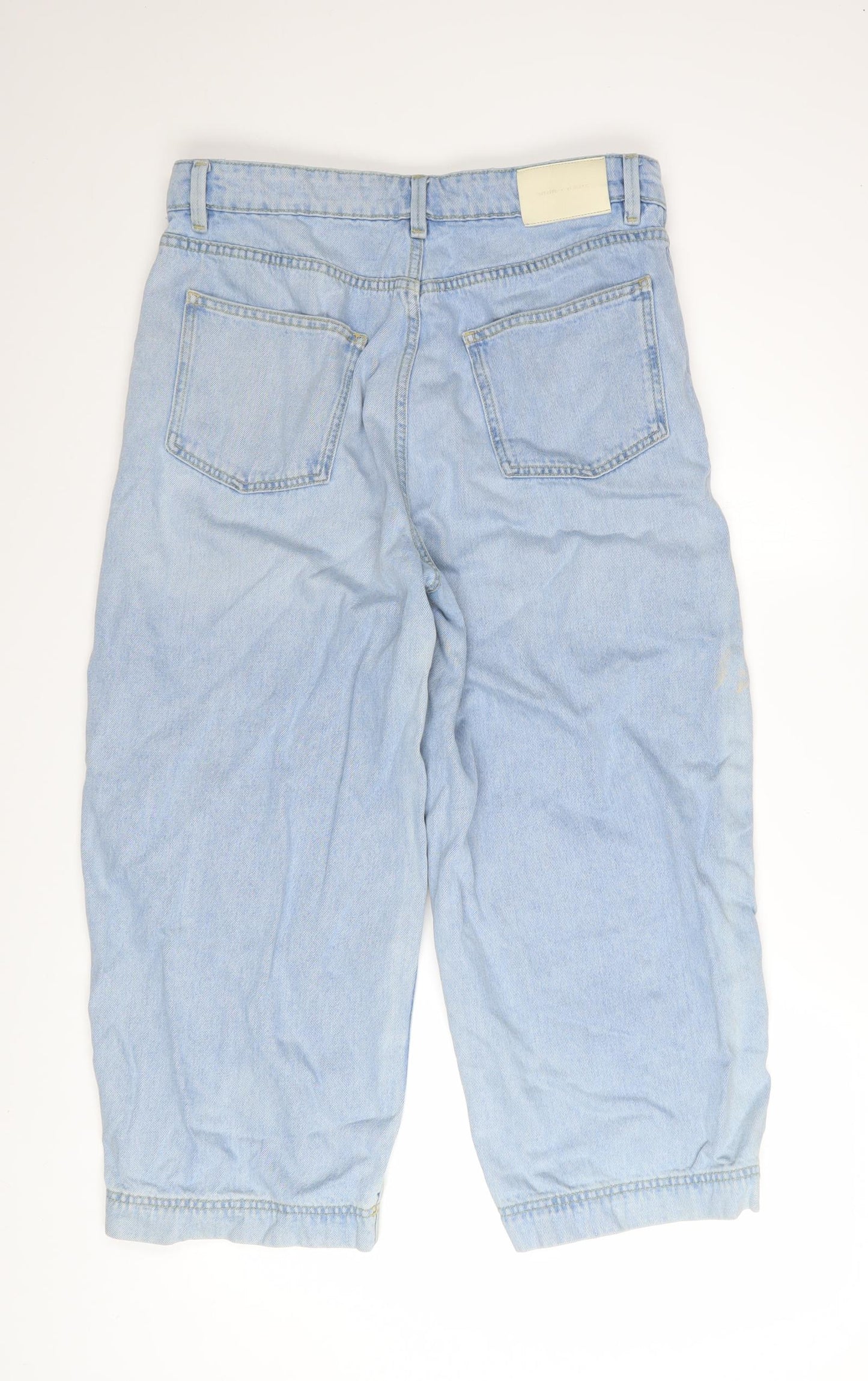 Jigsaw Womens Blue Cropped Relaxed Fit Denim Jeans Size 30