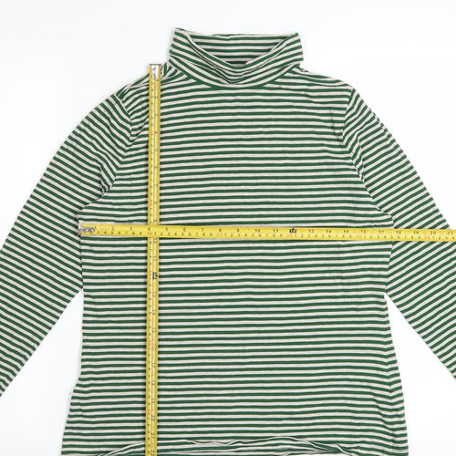 Seasalt Cornwall Women’s Green Striped Roll Neck Long Sleeve Cotton Top Size 12