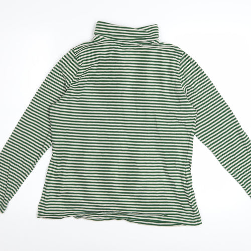 Seasalt Cornwall Women’s Green Striped Roll Neck Long Sleeve Cotton Top Size 12