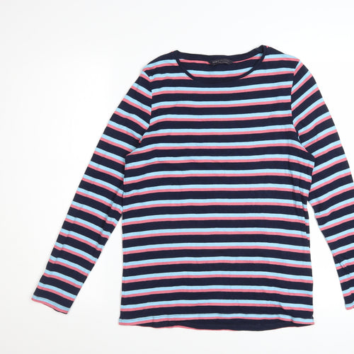 Marks and Spencer Women's Multicoloured Striped Cotton Long Sleeve T-Shirt Size 16