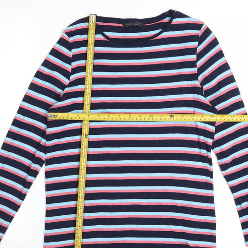 Marks and Spencer Women's Multicoloured Striped Cotton Long Sleeve T-Shirt Size 16
