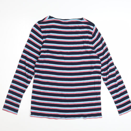 Marks and Spencer Women's Multicoloured Striped Cotton Long Sleeve T-Shirt Size 16