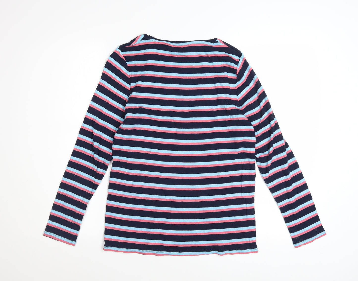 Marks and Spencer Women's Multicoloured Striped Cotton Long Sleeve T-Shirt Size 16