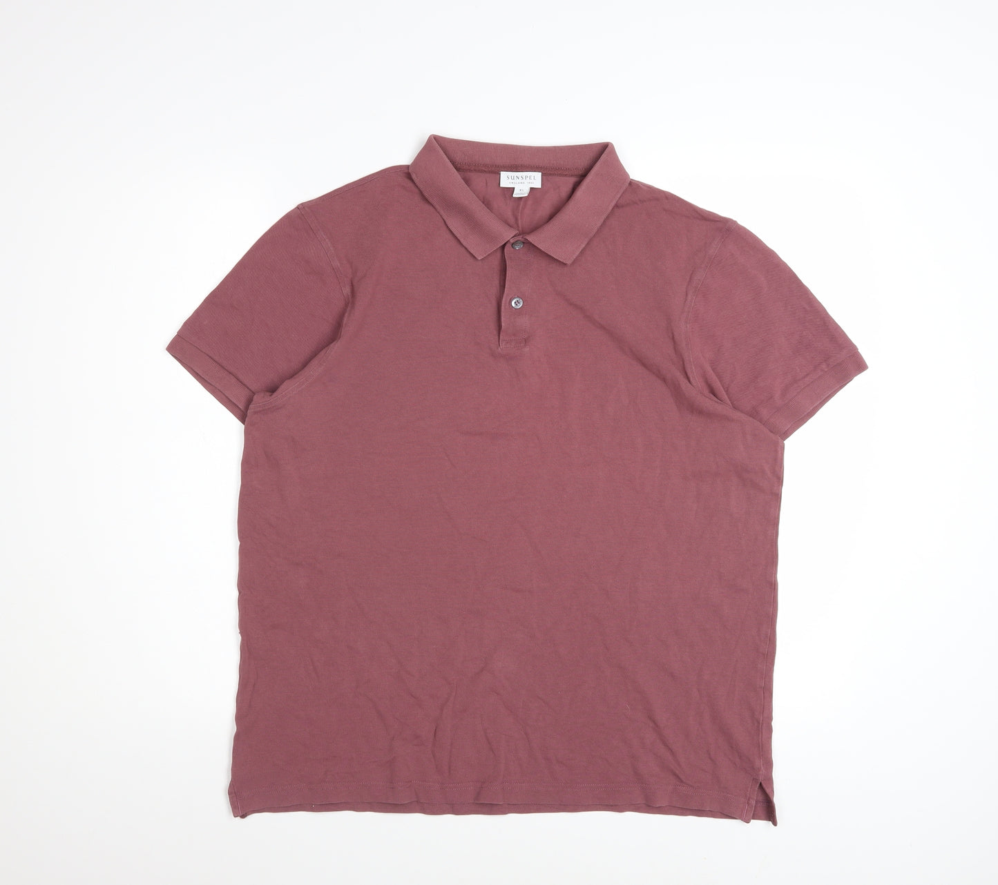 Sunspel Men's Brown XL Cotton Polo Shirt Short Sleeve Casual