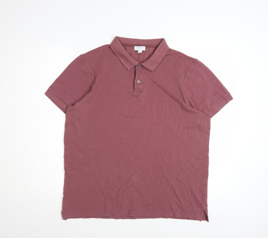 Sunspel Men's Brown XL Cotton Polo Shirt Short Sleeve Casual