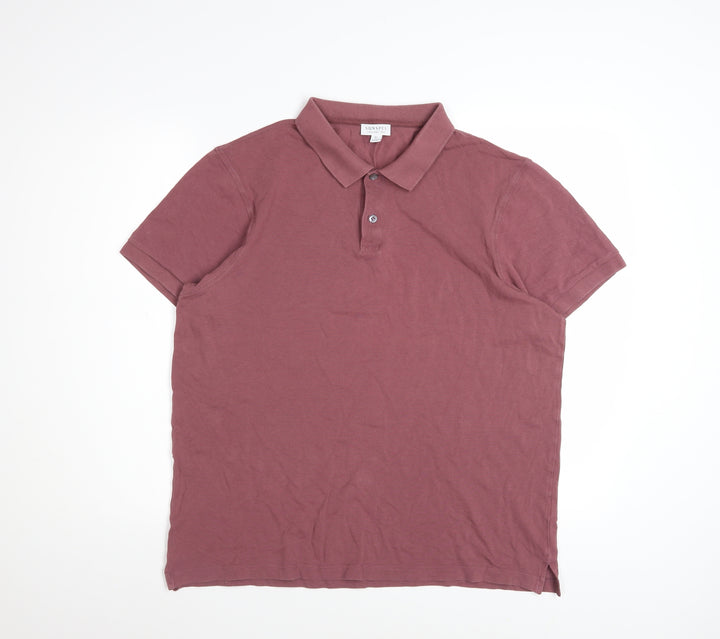 Sunspel Men's Brown XL Cotton Polo Shirt Short Sleeve Casual