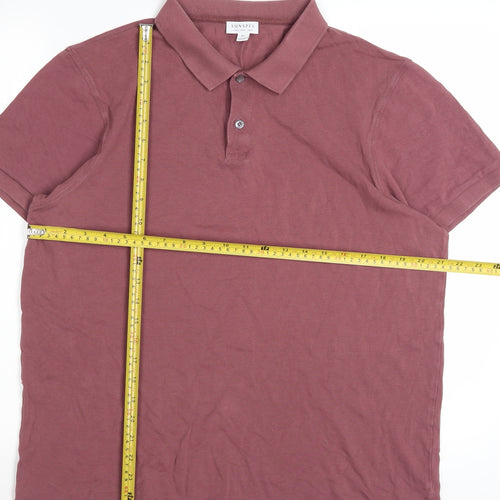 Sunspel Men's Brown XL Cotton Polo Shirt Short Sleeve Casual
