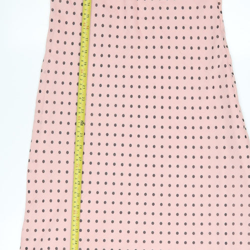 Marks and Spencer Women Pink Polka Dot Bow Midi Dress Size 10