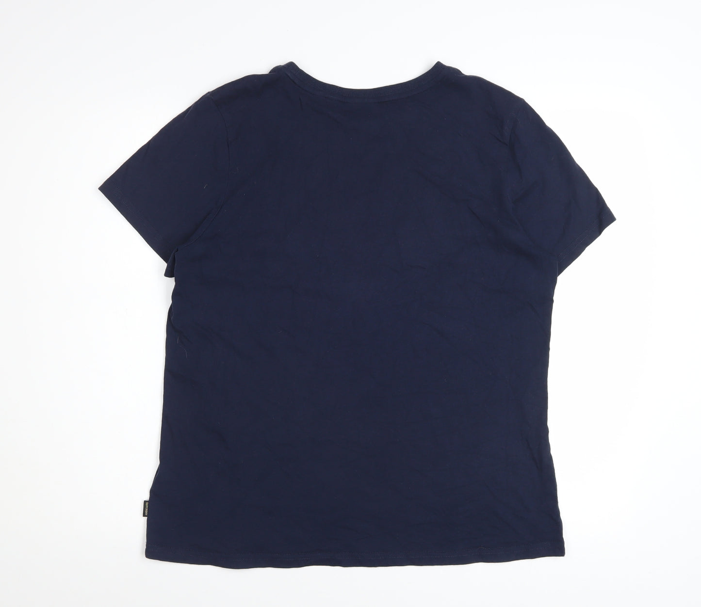 Superdry Women Blue Basic Crew Neck T-Shirt Size 16