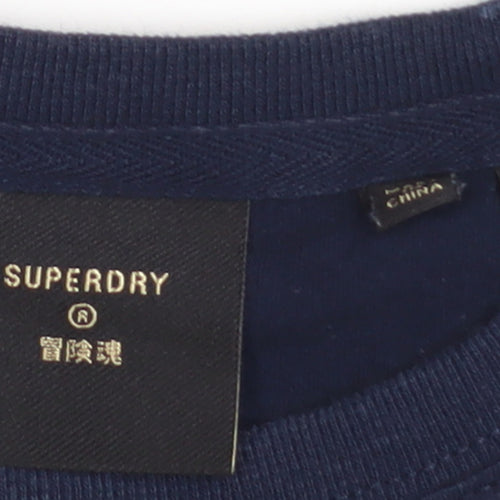 Superdry Women Blue Basic Crew Neck T-Shirt Size 16