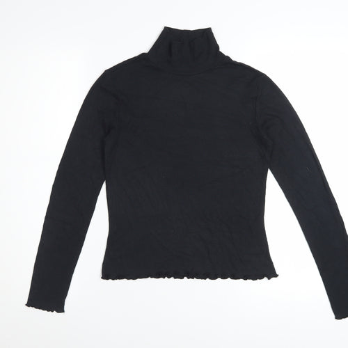 French Connection Women's Black XS Roll Neck Long Sleeve Stretch Top