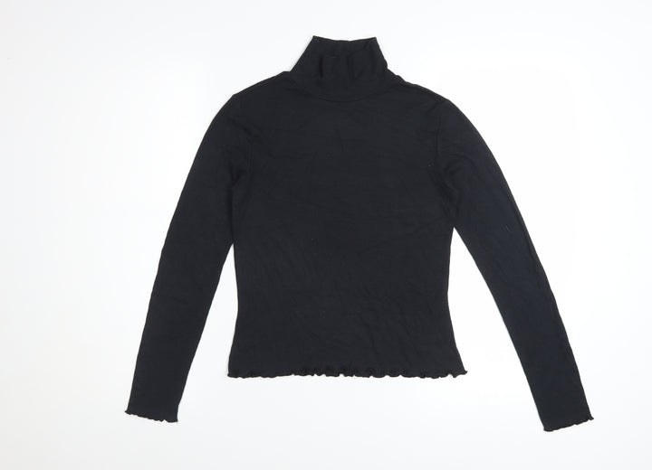 French Connection Women's Black XS Roll Neck Long Sleeve Stretch Top