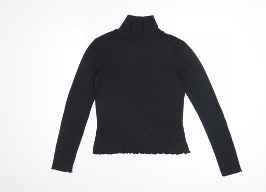 French Connection Women's Black XS Roll Neck Long Sleeve Stretch Top