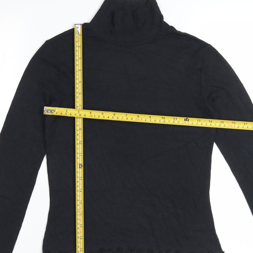 French Connection Women's Black XS Roll Neck Long Sleeve Stretch Top