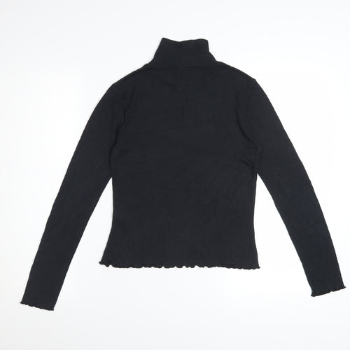 French Connection Women's Black XS Roll Neck Long Sleeve Stretch Top