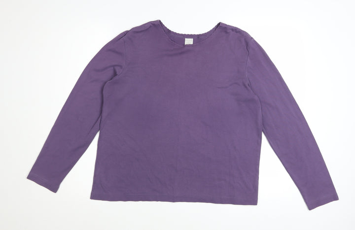 Lands' End Women's Purple Long Sleeve Cotton Basic T-Shirt Size M