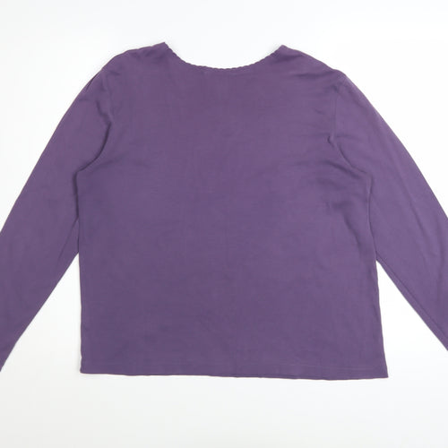 Lands' End Women's Purple Long Sleeve Cotton Basic T-Shirt Size M