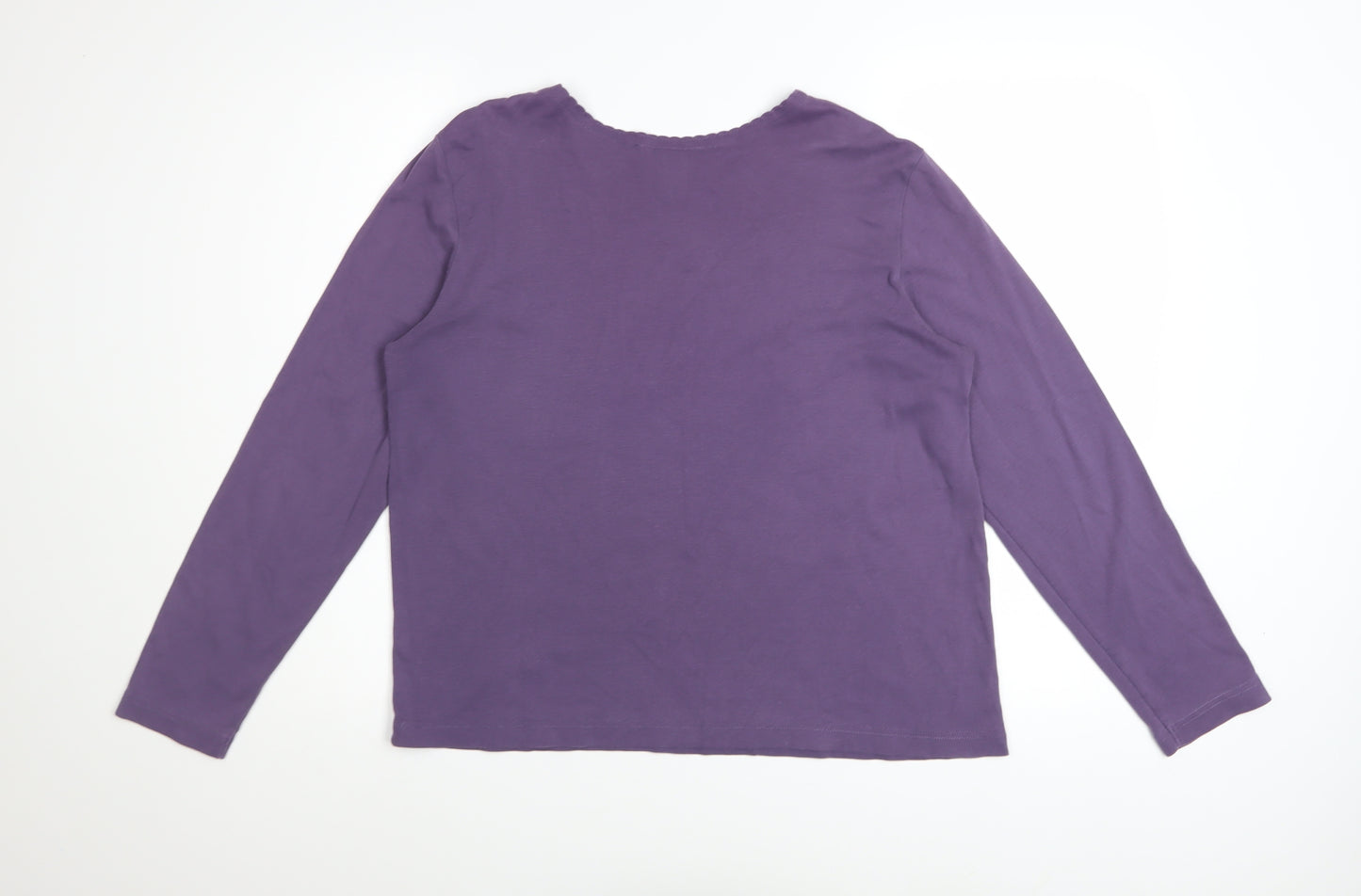 Lands' End Women's Purple Long Sleeve Cotton Basic T-Shirt Size M