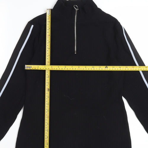 Marks and Spencer Womens Black High Neck Zip Long Sleeve Top Size 10