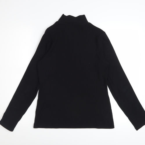 Marks and Spencer Womens Black High Neck Zip Long Sleeve Top Size 10