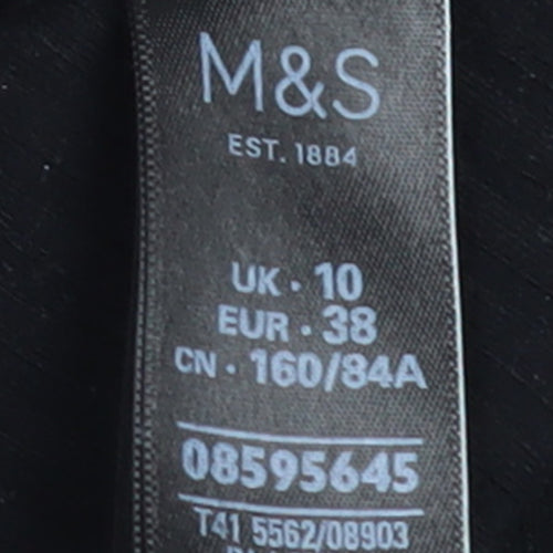 Marks and Spencer Womens Black High Neck Zip Long Sleeve Top Size 10