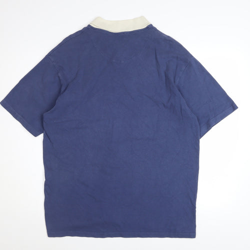 Marks and Spencer Men's Blue Short Sleeve Cotton Polo Shirt Size L