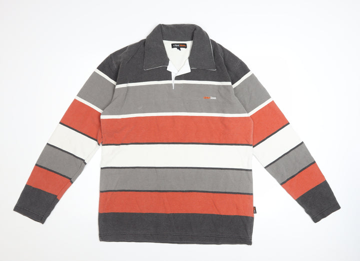 Clarion Men's Multicoloured Striped Long Sleeve Polo Shirt XL