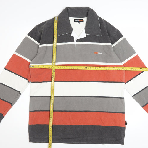 Clarion Men's Multicoloured Striped Long Sleeve Polo Shirt XL