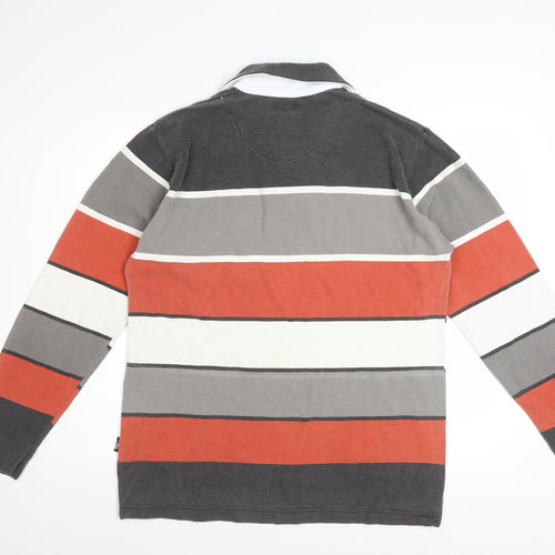 Clarion Men's Multicoloured Striped Long Sleeve Polo Shirt XL