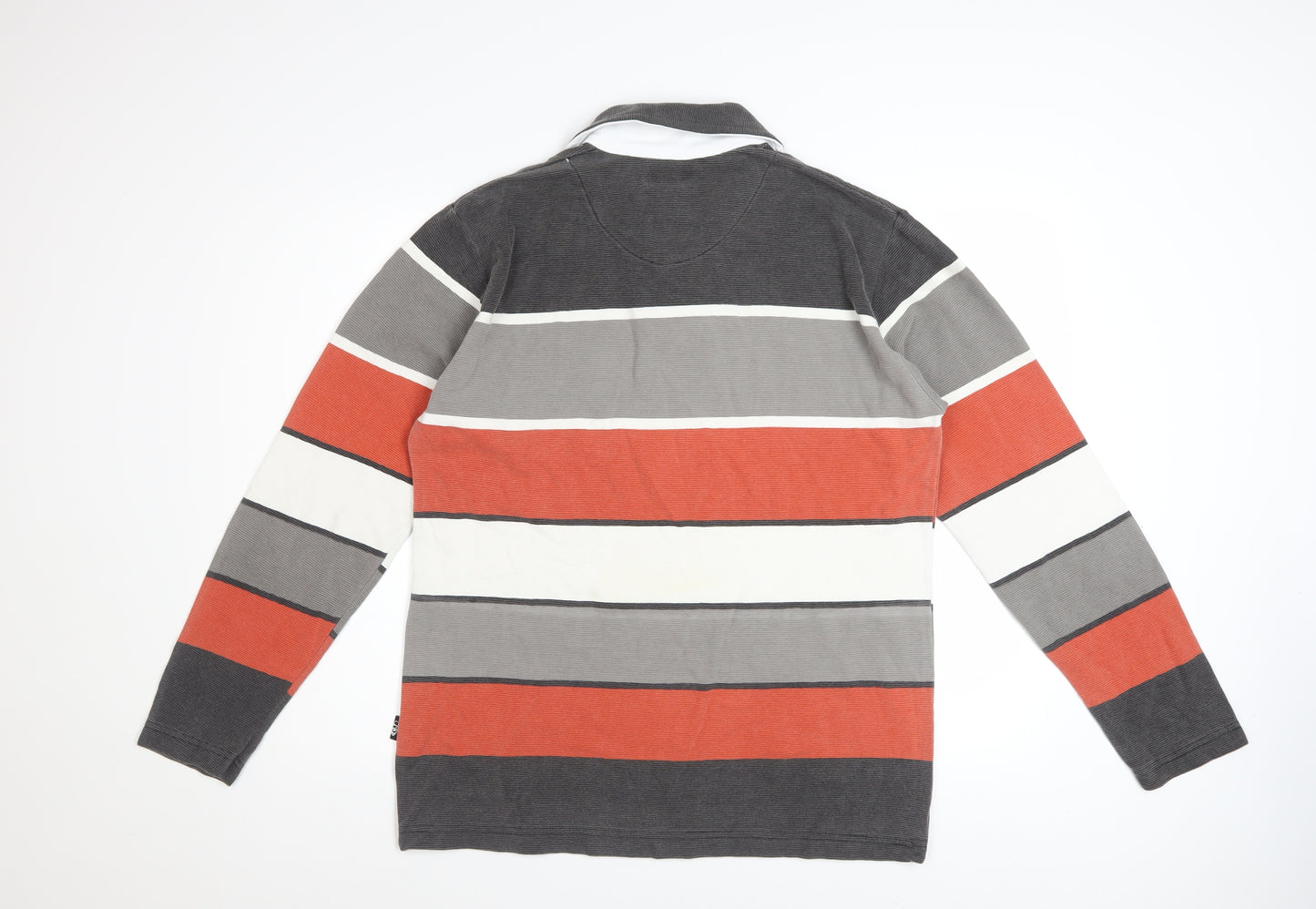Clarion Men's Multicoloured Striped Long Sleeve Polo Shirt XL